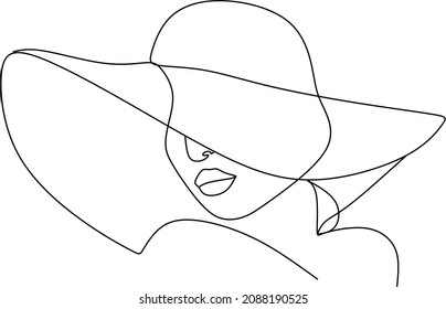 Línea continua, dibujo de rostros y peinado, concepto de moda, mujer belleza minimalista, ilustración vectorial para camiseta, diseño de slogan estilo gráfico impreso