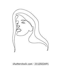 Continuous line, drawing of set faces and hairstyle, fashion concept, woman beauty minimalist, vector illustration pretty sexy.