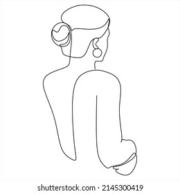 Continuous line, drawing of set faces and hair style, fashion concept, woman beauty minimalist, vector illustration of colorful abstract background