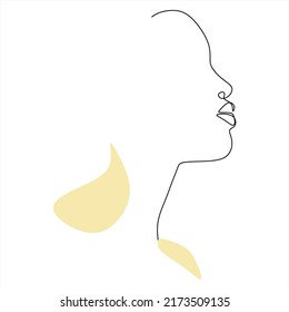 Continuous line, drawing of set faces and hairstyle, fashion concept, woman beauty minimalist, vector illustration . For t-shirt, slogan design print graphics style boho