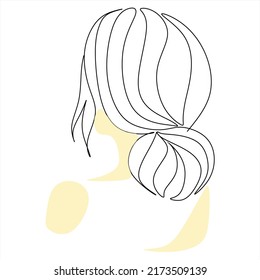 Continuous line, drawing of set faces and hairstyle, fashion concept, woman beauty minimalist, vector illustration . For t-shirt, slogan design print graphics style boho