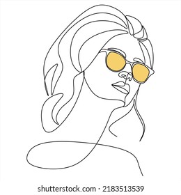 Línea continua, dibujo de rostros y peinados, concepto de moda, mujer belleza minimalista, ilustración vectorial