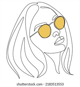 Continuous line, drawing of set faces and hairstyle, fashion concept, woman beauty minimalist, vector illustration