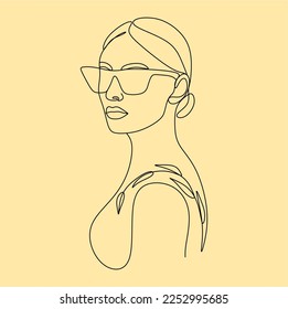 Continuous line, drawing of set faces and hairstyle, fashion concept, woman beauty minimalist, vector illustration