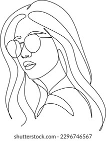 Continuous line, drawing of set faces and hairstyle, fashion concept, woman beauty minimalist, vector illustration