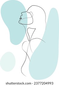 Continuous line, drawing of set faces, hairstyle, and silhouette fashion concept, woman beauty minimalist, vector illustration for t-shirt, slogan design print graphics style.