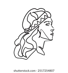 Continuous line, drawing of set faces and hairstyle, fashion concept, woman beauty minimalist, vector illustration for t-shirt, slogan design print graphics style
