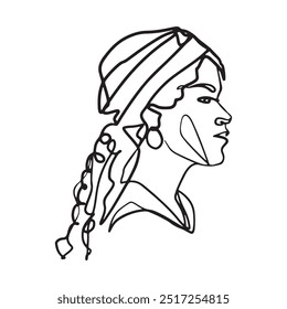 Continuous line, drawing of set faces and hairstyle, fashion concept, woman beauty minimalist, vector illustration for t-shirt, slogan design print graphics style
