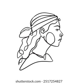 Continuous line, drawing of set faces and hairstyle, fashion concept, woman beauty minimalist, vector illustration for t-shirt, slogan design print graphics style
