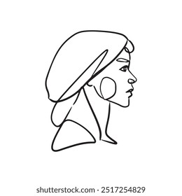 Continuous line, drawing of set faces and hairstyle, fashion concept, woman beauty minimalist, vector illustration for t-shirt, slogan design print graphics style
