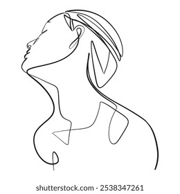 Continuous line, drawing of set faces and hairstyle, fashion concept, woman beauty minimalist, vector illustration for t-shirt, slogan design print graphics style