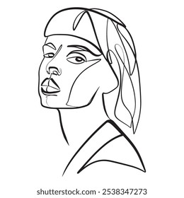 Continuous line, drawing of set faces and hairstyle, fashion concept, woman beauty minimalist, vector illustration for t-shirt, slogan design print graphics style