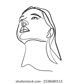 Continuous line, drawing of set faces and hairstyle, fashion concept, woman beauty minimalist, vector illustration for t-shirt, slogan design print graphics style
