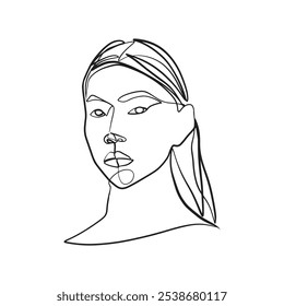 Continuous line, drawing of set faces and hairstyle, fashion concept, woman beauty minimalist, vector illustration for t-shirt, slogan design print graphics style
