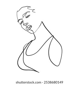 Continuous line, drawing of set faces and hairstyle, fashion concept, woman beauty minimalist, vector illustration for t-shirt, slogan design print graphics style
