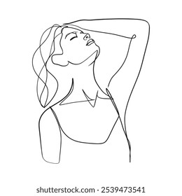 Continuous line, drawing of set faces and hairstyle, fashion concept, woman beauty minimalist, vector illustration for t-shirt, slogan design print graphics style
