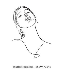 Continuous line, drawing of set faces and hairstyle, fashion concept, woman beauty minimalist, vector illustration for t-shirt, slogan design print graphics style
