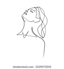 Continuous line, drawing of set faces and hairstyle, fashion concept, woman beauty minimalist, vector illustration for t-shirt, slogan design print graphics style
