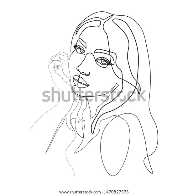 Continuous Line Drawing Set Faces Hairstyle Stock Vector (Royalty Free ...