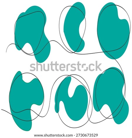  continuous line drawing Set of Liquid Fluid Blob shape collection. Vector illustration.