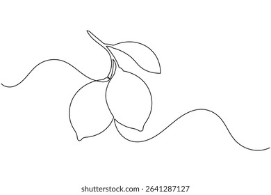 Continuous line drawing of seven lemons on white background