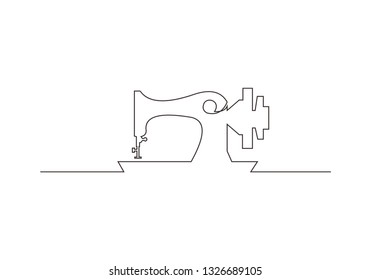 continuous line drawing of sewing machine vector