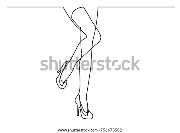 Continuous Line Drawing Sexy Woman Legs Stock Vector Royalty Free