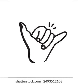 continuous line drawing of shaka sign movement
