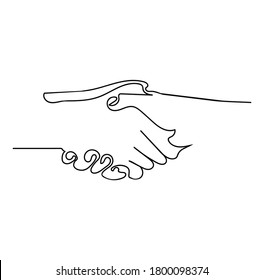 Continuous line drawing shaking hand agreement  vector