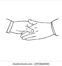 continuous line drawing of shaking hands
