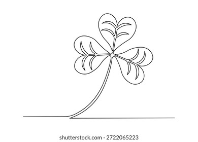 Desenho de linha contínua de um ícone de trevo design minimalista