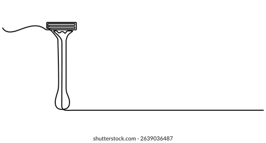 Continuous line drawing of shaving razor, shave beard, one line, single line art, hand drawn, vector illustration, Razor Blade Continuous Line Icon. 
