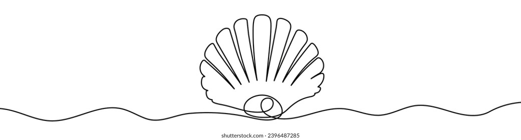 Dibujo continuo de línea de la concha. Fondo de dibujo de una línea. Ilustración vectorial. Icono de línea continua de shell.