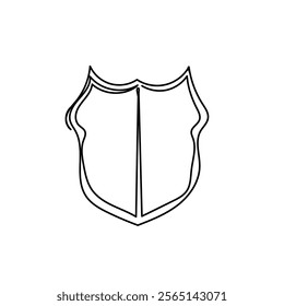 continuous line drawing shield illustration