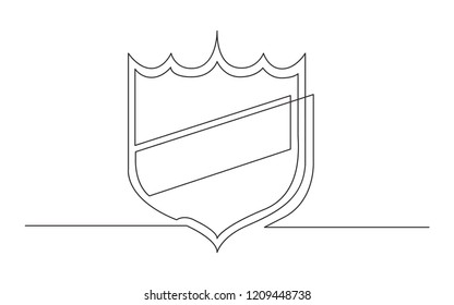 continuous line drawing of shield label