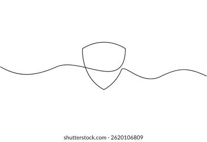 Continuous line drawing of shield One line protects linear symbol safety insurance concept, Security shield with check marks - tick and cross of one continuous line drawn.
