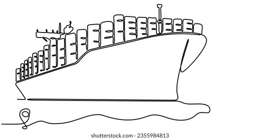Continuous line drawing of ship line path vector icon of ship port route with starting point and one line trace - Vector illustration. - Vector