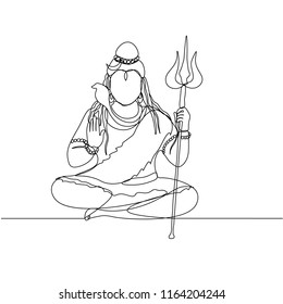 continuous line drawing. Shiva. Silhouette. God.