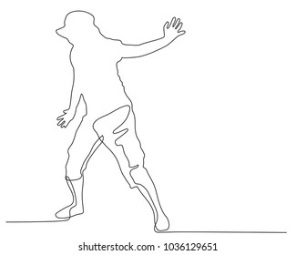 continuous line drawing of shocked mad young woman raising hands up to say no stop right there, isolated on white background. Negative human emotion expression feelings, signs and symbol