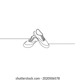 Continuous line drawing of shoes, sneakers, object one line single line art, vector illustration
