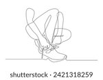 continuous line drawing of shoes.vector one line athlete wearing shoes. pose wearing shoes when playing single line sports