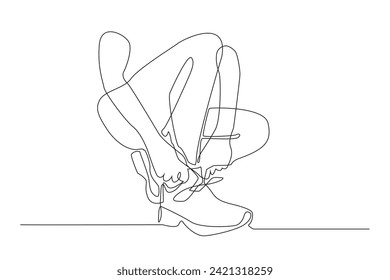 dibujo de línea continua de zapatos.atleta vectorial de una línea usando zapatos. posponer zapatos al jugar deportes de una sola línea