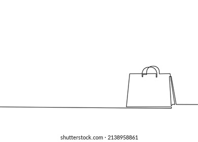 Continuous Line Drawing Of Shopping Bag.