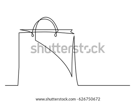 continuous line drawing of shopping bag