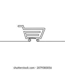 Durchgehende Linienzeichnung des Warenkorbs, Rollentwürfe, Marktgeschäft, Objekt-eine-Linie, Einzelkunst, Vektorgrafik