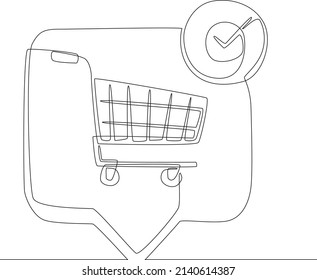 Continuous line drawing of Shopping Cart Icon, trolley sign. Vector illustration.