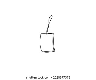 Dibujo de línea continua de la etiqueta de compra, objeto de una línea, arte de una sola línea, venta, diseño de etiqueta, ilustración vectorial