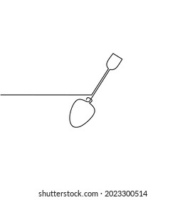 Continuous line drawing shovel, object one line, single line art, hand drawn, vector illustration