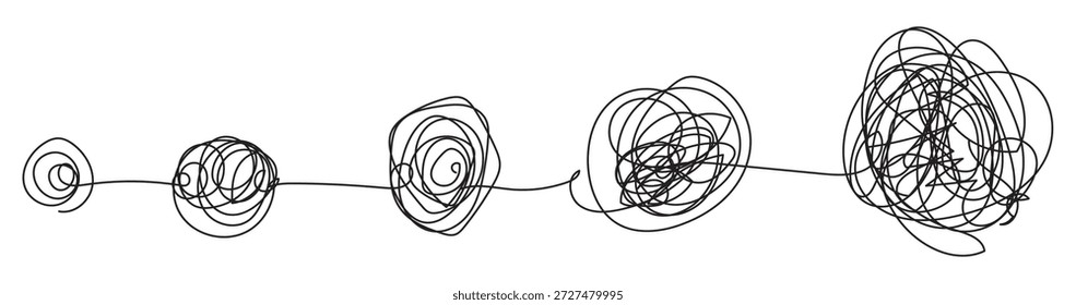 Desenho de linha contínuo mostrando um emaranhado gradualmente crescente, representando crescimento e desenvolvimento