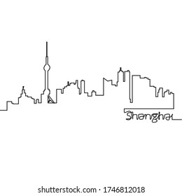 continuous line drawing of silhouette city. Silhouette of the city in a one line style. Modern urban landscape. City skyscrapers building office horizon on a isolated on a white background.
